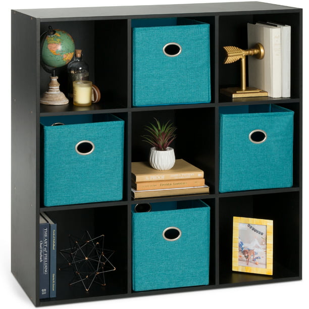 Non-woven Bookshelf 3 Tier 9 Cube Bookcase Storage Display Shelving Rack Unit